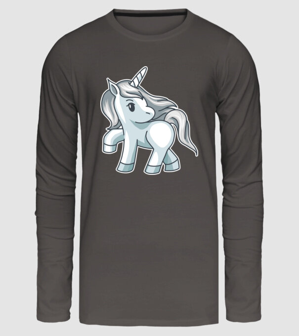 Unicorn de argint model gri închis pe tricou