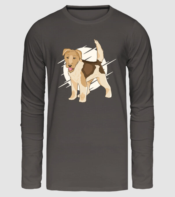 Fox Terrier model gri închis pe tricou
