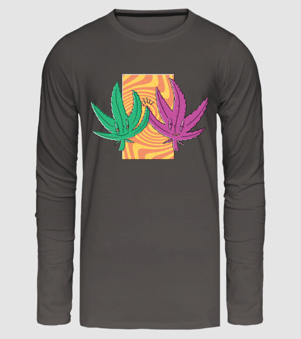 Frunze marijuana salut model gri închis pe tricou