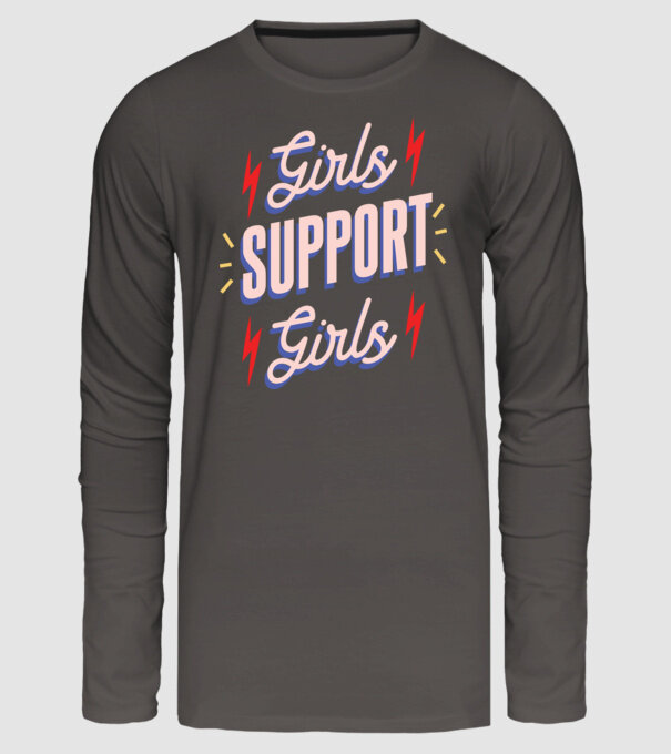 Girls Support Girls Ziua Femeii model gri închis pe tricou