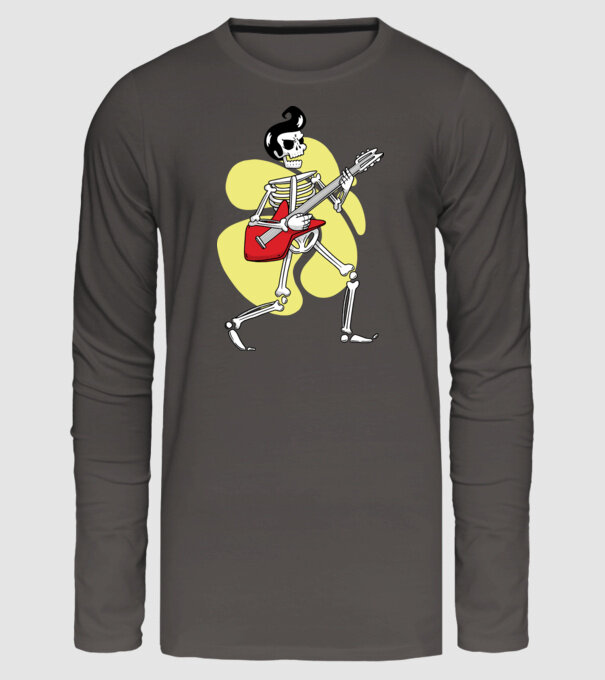 Schelet Elvis cu chitară model gri închis pe tricou