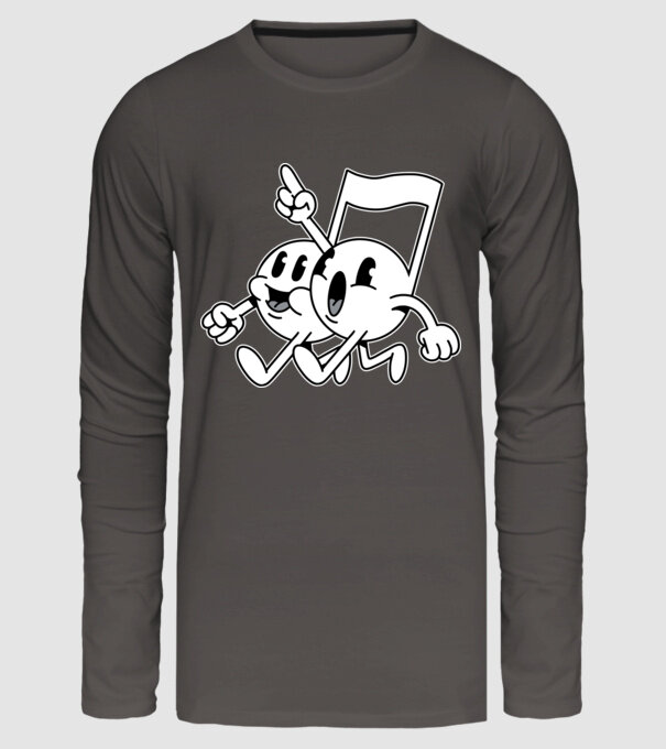 Note muzicale model gri închis pe tricou