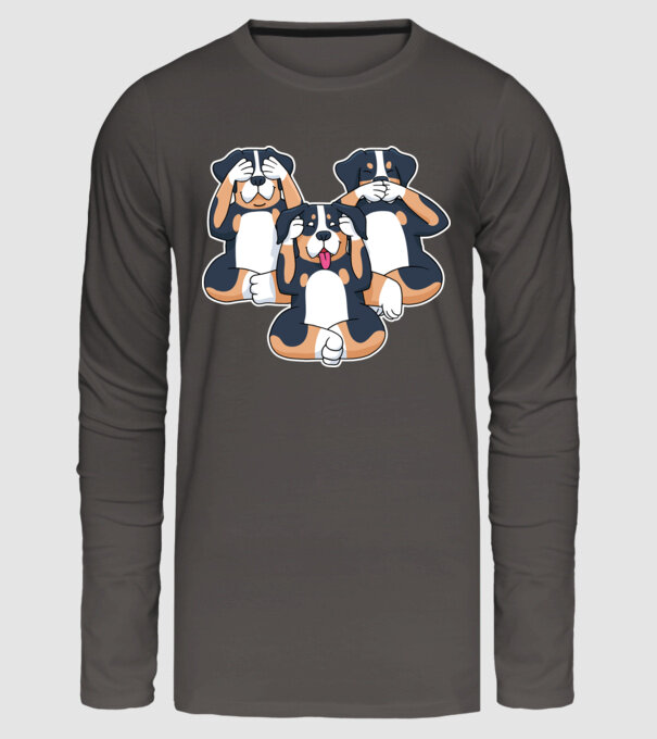 Trei câini model gri închis pe tricou