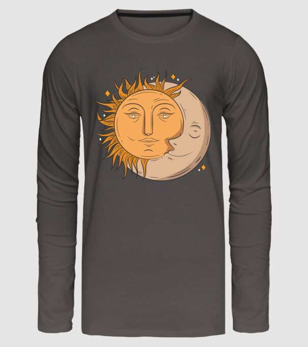 Luna și Soarele model gri închis pe tricou