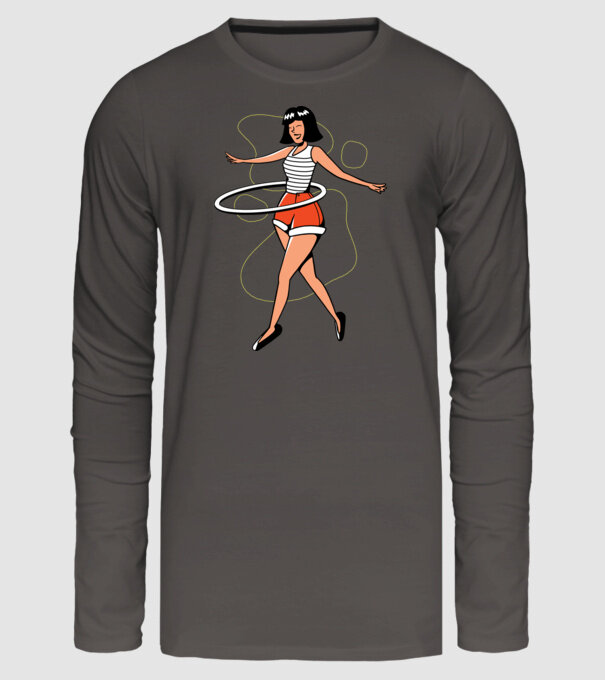 Cerc hula-hoop model gri închis pe tricou