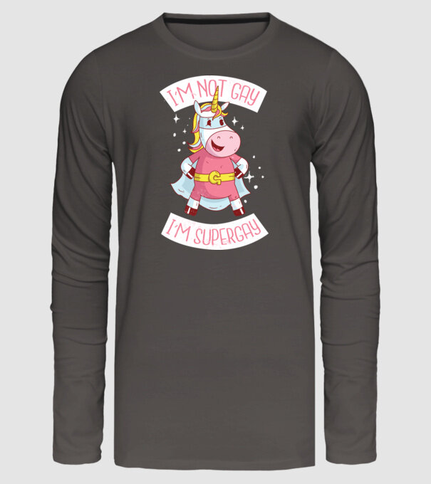 'I''m not gay i''m supergay' model gri închis pe tricou