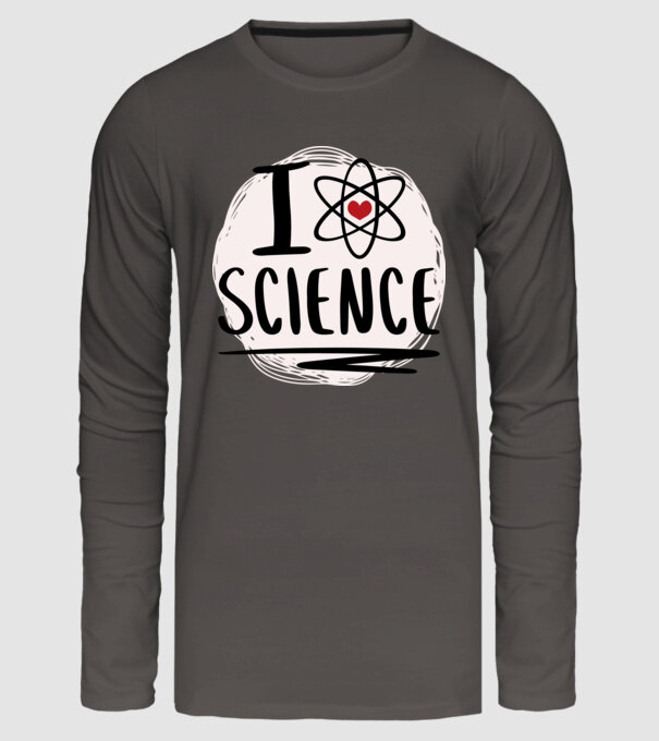 I Love Science știință model gri închis pe tricou