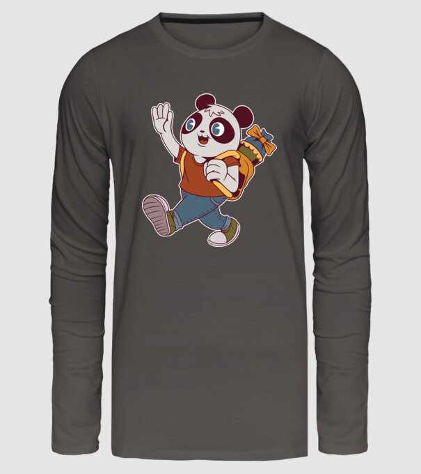 Panda școlar model gri închis pe tricou