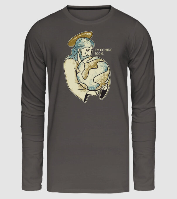 Jesus is coming soon - Isus vine în curând model gri închis pe tricou