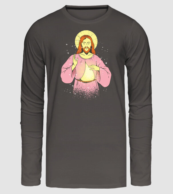 Iisus Hristos model gri închis pe tricou