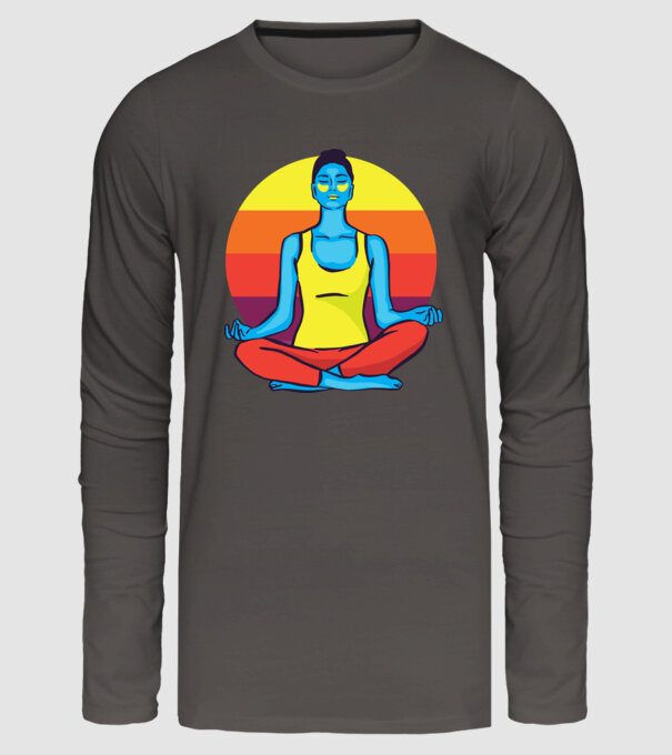 Yoga Meditație Retro model gri închis pe tricou