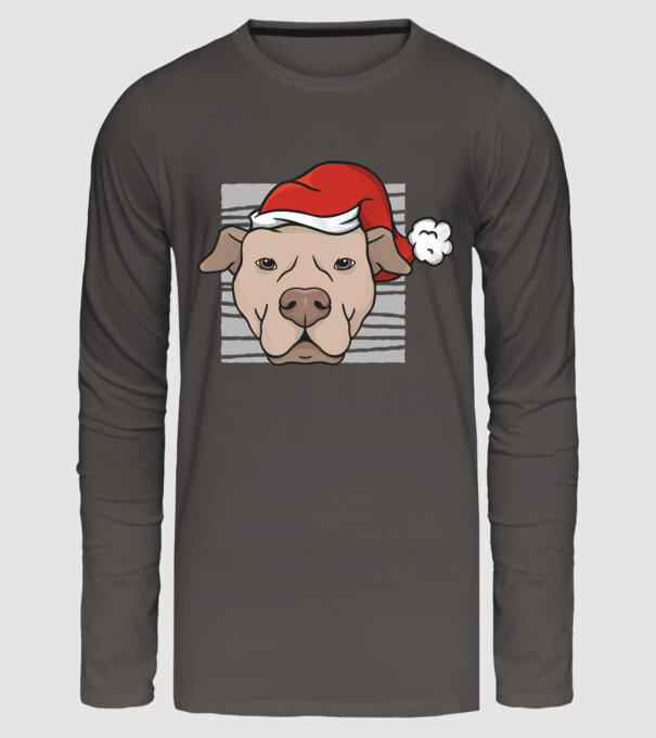 Pitbull de Crăciun model gri închis pe tricou