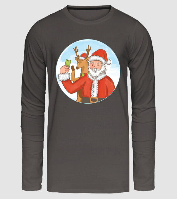 Selfie de Crăciun model gri închis pe tricou