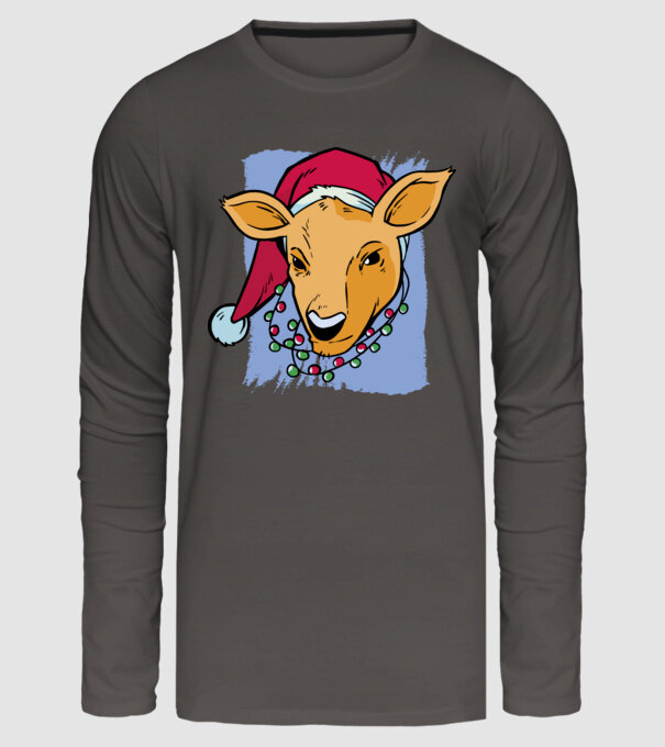 Cerb de Crăciun model gri închis pe tricou