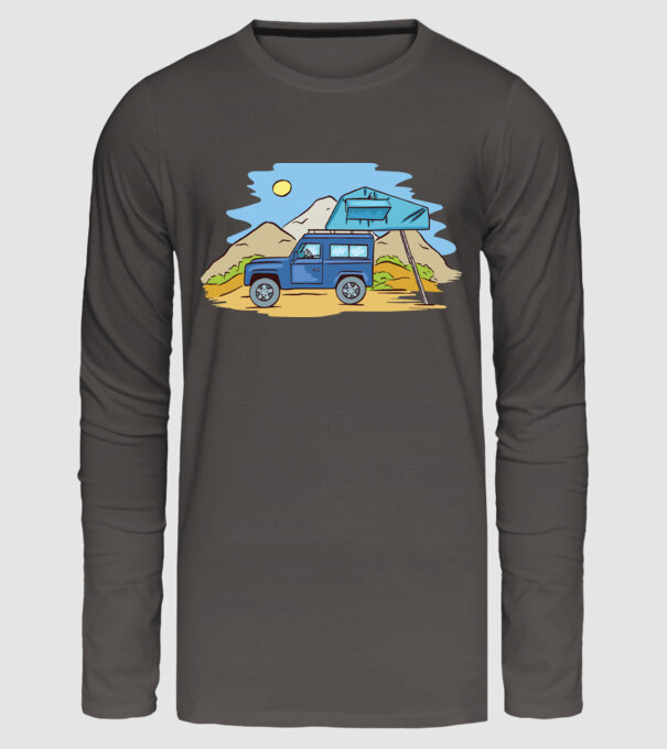 Mașină de camping model gri închis pe tricou