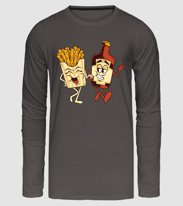 Ketchup + cartofi prăjiți model gri închis pe tricou