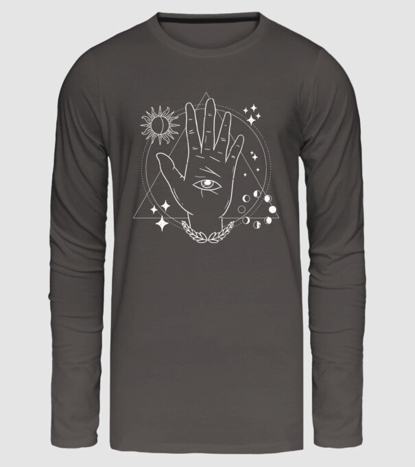 Mână Ochi atotvăzător model gri închis pe tricou