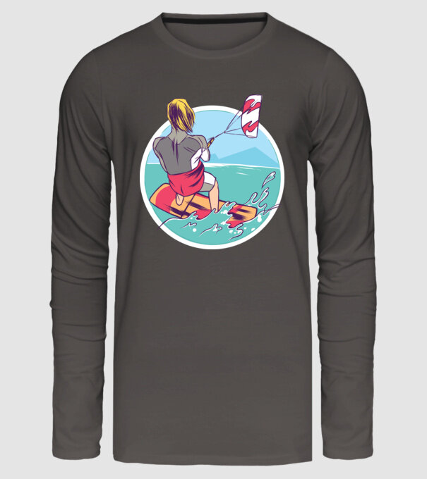 Kite Surf model gri închis pe tricou