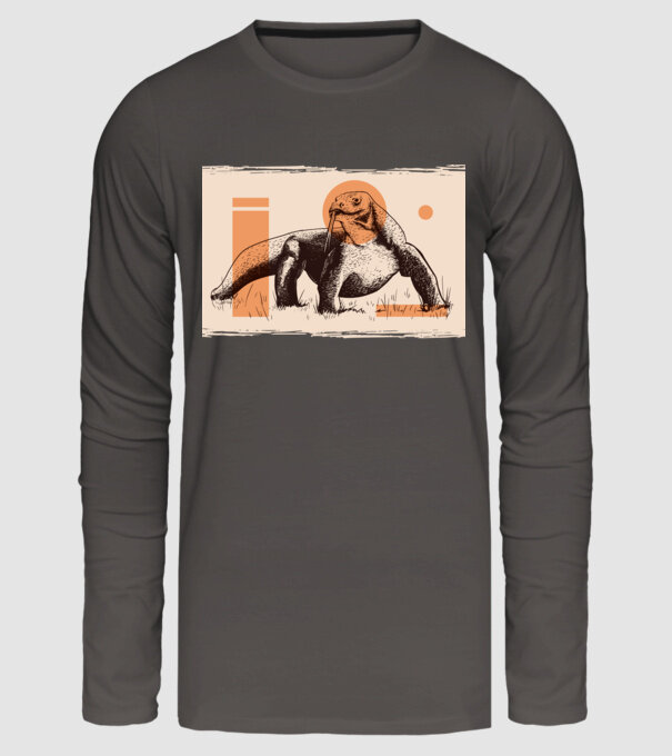 Șopârlă dragon de Komodo model gri închis pe tricou