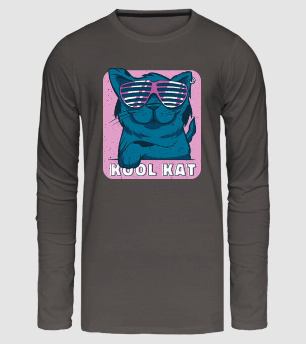 Kool Cat - Pisică Cool model gri închis pe tricou