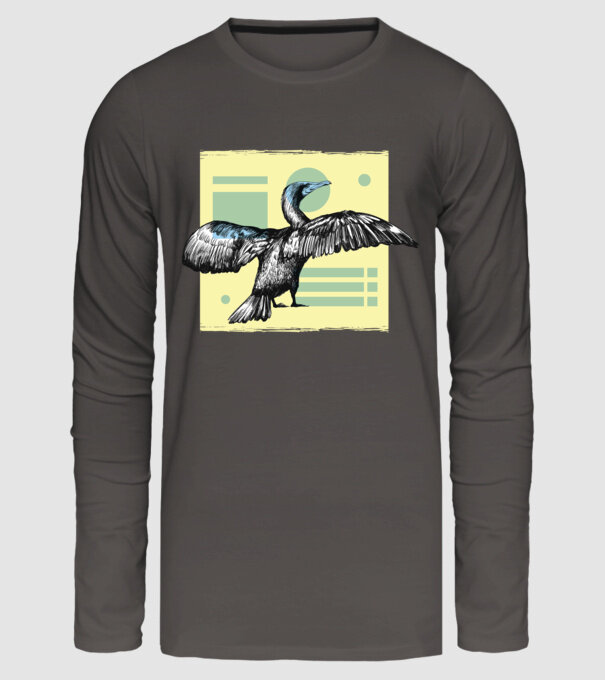 Pasăre cormoran model gri închis pe tricou