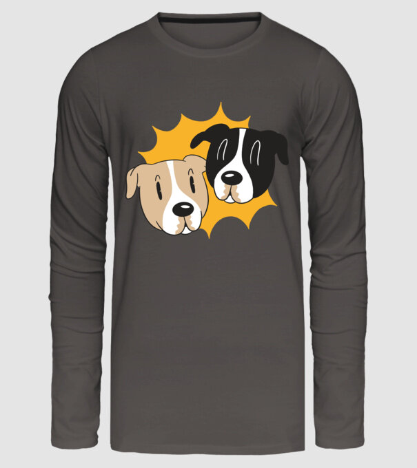 Capete de câini model gri închis pe tricou