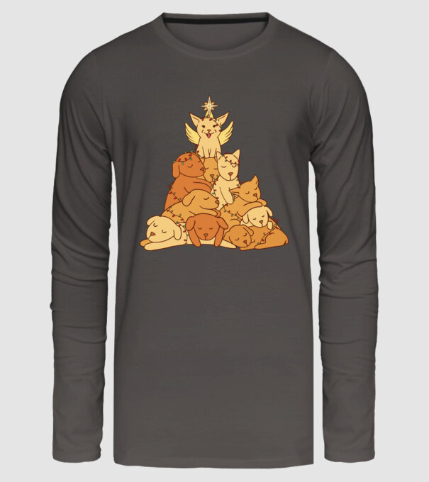 Pom de Crăciun cu Câine model gri închis pe tricou