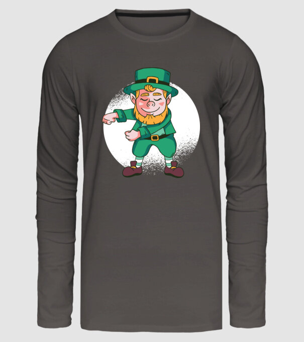 Leprechaun Floss - St. Patrick DAB dans model gri închis pe tricou