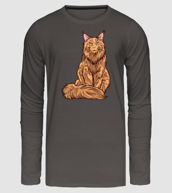 Pisică Maine Coon model gri închis pe tricou