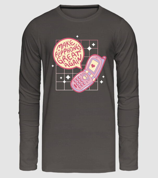 Make Flipphones Great Again Retro model gri închis pe tricou