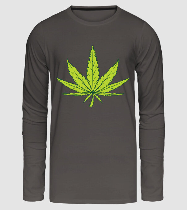 Frunză de marijuana model gri închis pe tricou