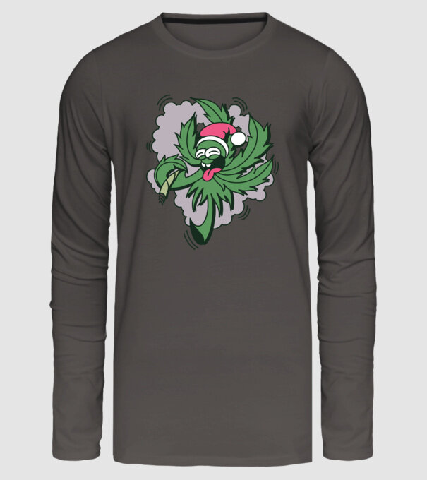 Marijuana Santa model gri închis pe tricou