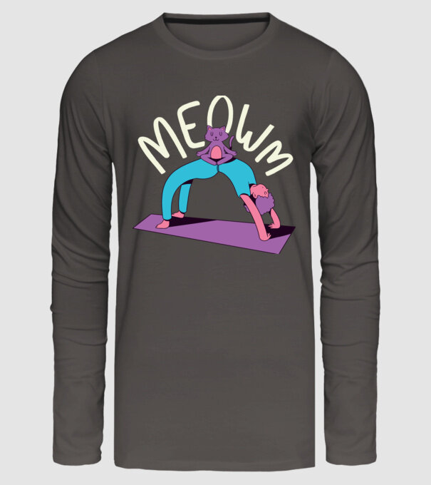 Meowm - Pisică Yoga model gri închis pe tricou