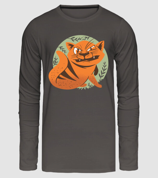 Pisică Supărată model gri închis pe tricou