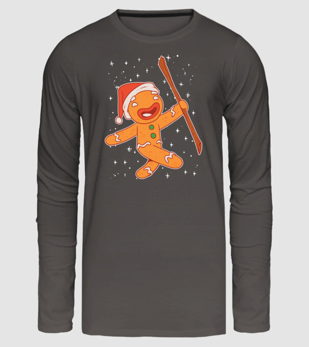 Turtă dulce Moș Crăciun tricou model gri închis pe tricou