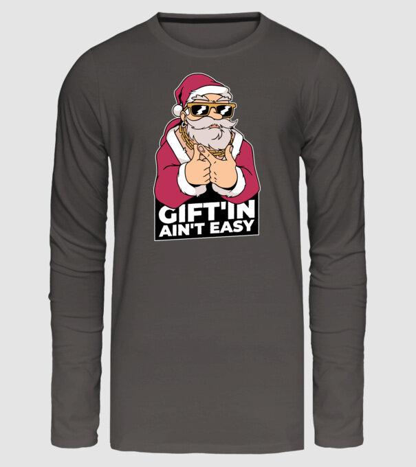 Moș Crăciun Gangster - tricou amuzant Crăciun model gri închis pe tricou