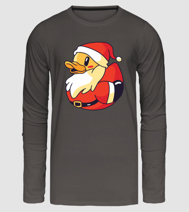 Tricou Moș Crăciun Rață model gri închis pe tricou