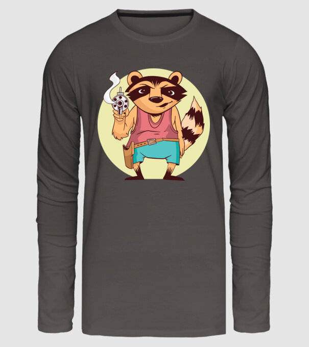 Raton cu armă model gri închis pe tricou