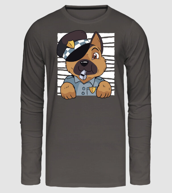 Ciobănesc german câine de poliție model gri închis pe tricou