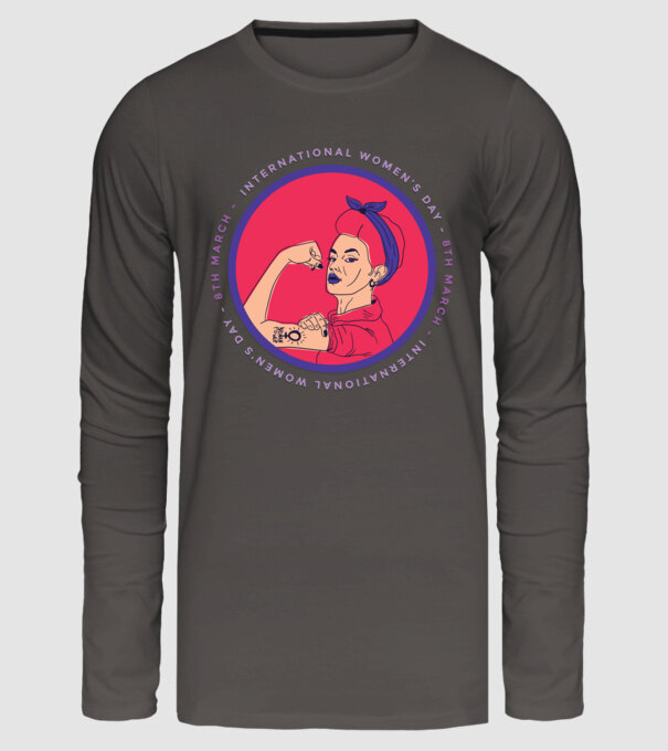 Ziua Internațională a Femeii 8 martie model gri închis pe tricou