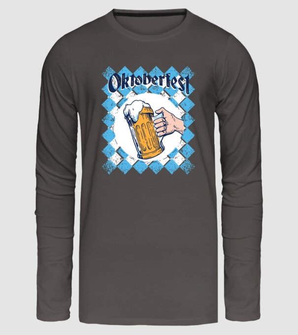 Tricou cu bere Oktoberfest model gri închis pe tricou
