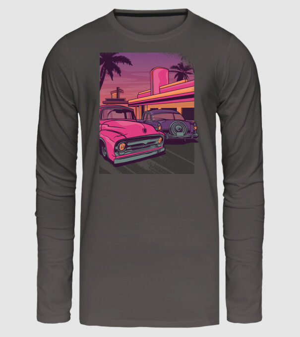 Old school California model gri închis pe tricou