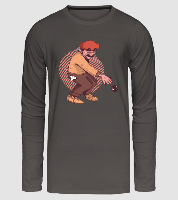 Petanque bătrân model gri închis pe tricou