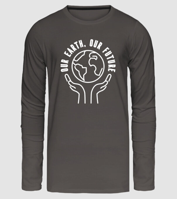 Our earth Our Future - Ziua Pământului model gri închis pe tricou