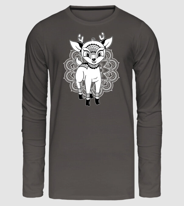 Mandala Căprioară model gri închis pe tricou