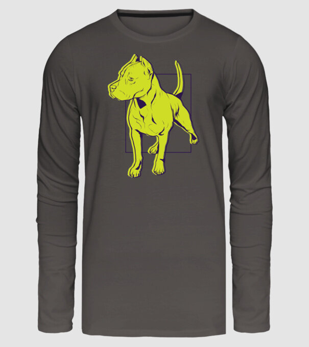 Câine Pitbull model gri închis pe tricou