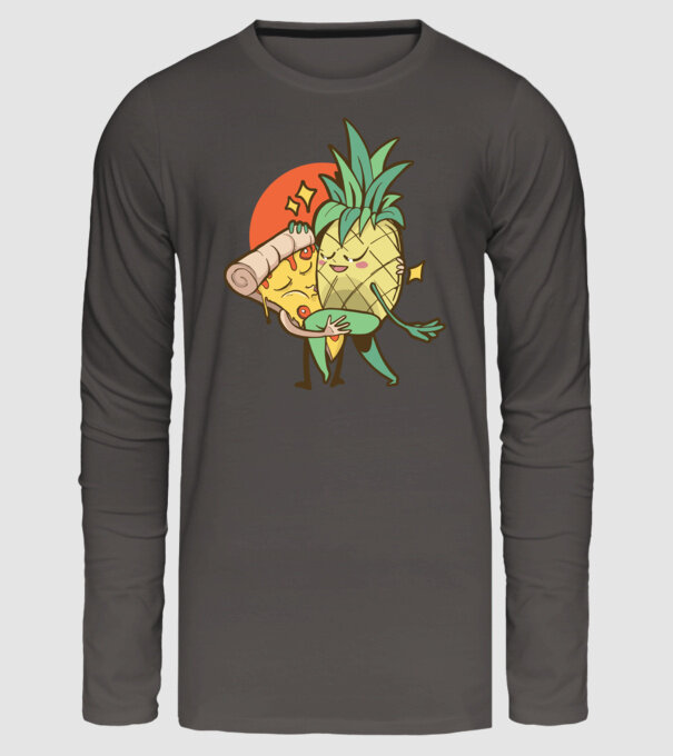 Pizza Ananas Dans model gri închis pe tricou