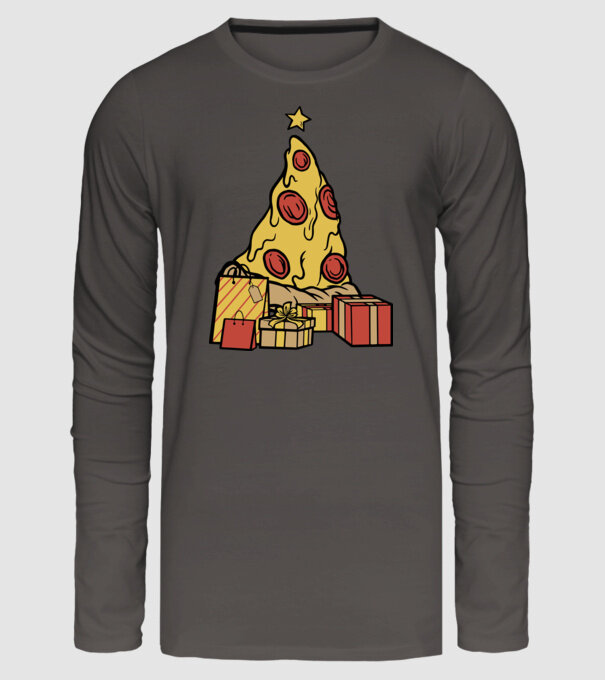 Pizza pom de Crăciun model gri închis pe tricou