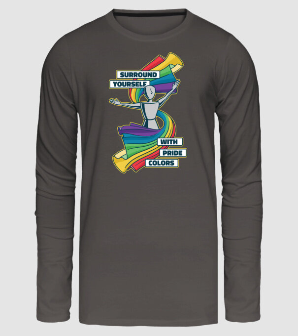 Pride cu curcubeu model gri închis pe tricou