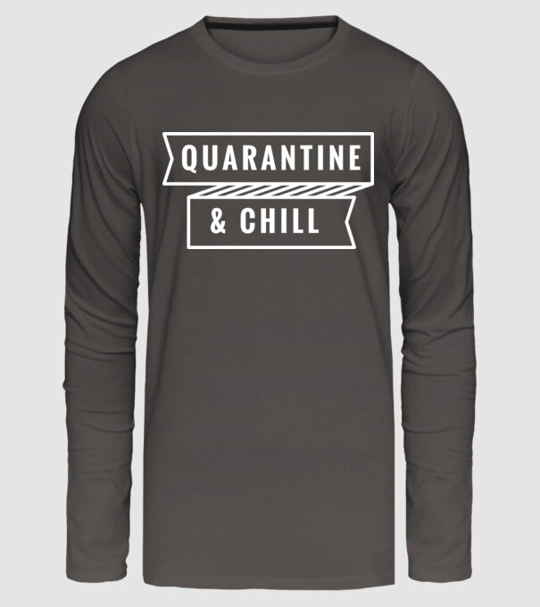 Quarantine and chill model gri închis pe tricou